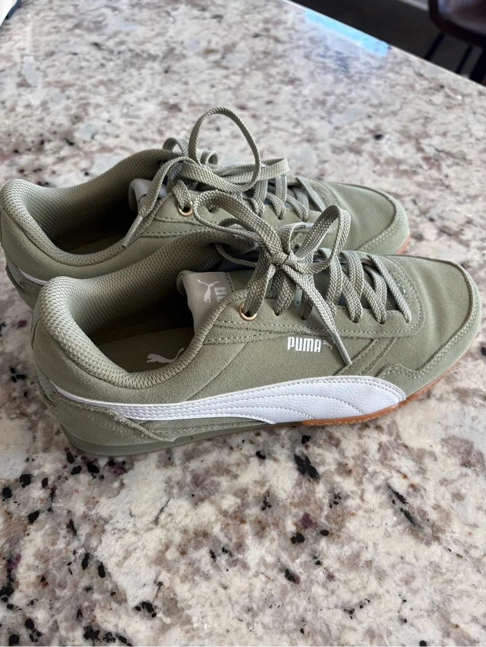 Puma Olive Green Sneakers with White Formstrip